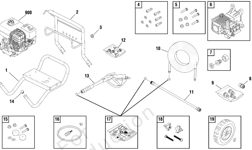Briggs Elite series 4,000 psi model 020596-02 pressure washer parts breakdown